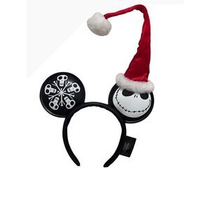Disney Nightmare Before Christmas Jack Skellington Santa Hat Mouse Ears Headband